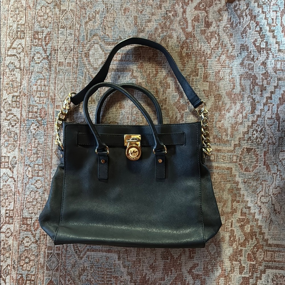 Michael Kors Hamilton Leather Handbag with Gold Accents